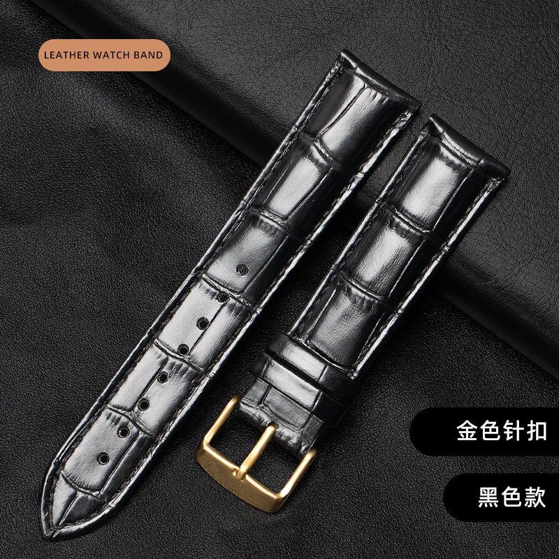 Factory wholesale double-sided leather strap first layer cowhide metal pin buckle men's and women's leather watch chain accessories square buckle - Image 1