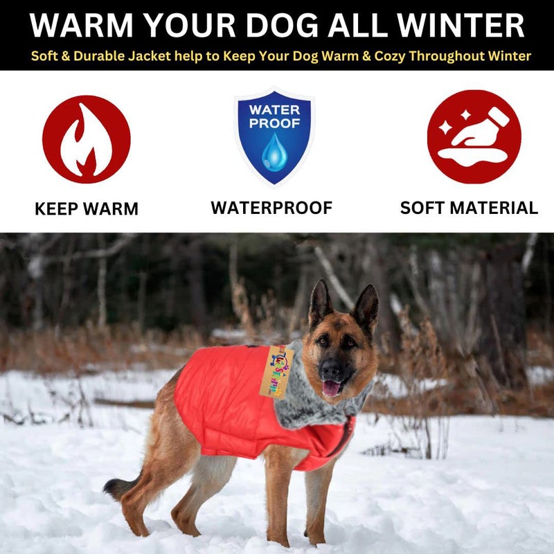 Western Era Dog Winter Fur Coat Waterproof Warm Cold Weather Jacket Stylish Vest Comfortable Pet Apparel for All Breeds & All Ages Group Dogs (Red) (Medium - 22 inch) - Image 5