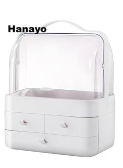 Hanayo Makeup Organizer Large Capacity Cosmetic Storage Box Brush Holder Dustproof Drawer with Mirror for Vanity Countertop Skincare Display Case Clear Easy Visibility  - Image 1