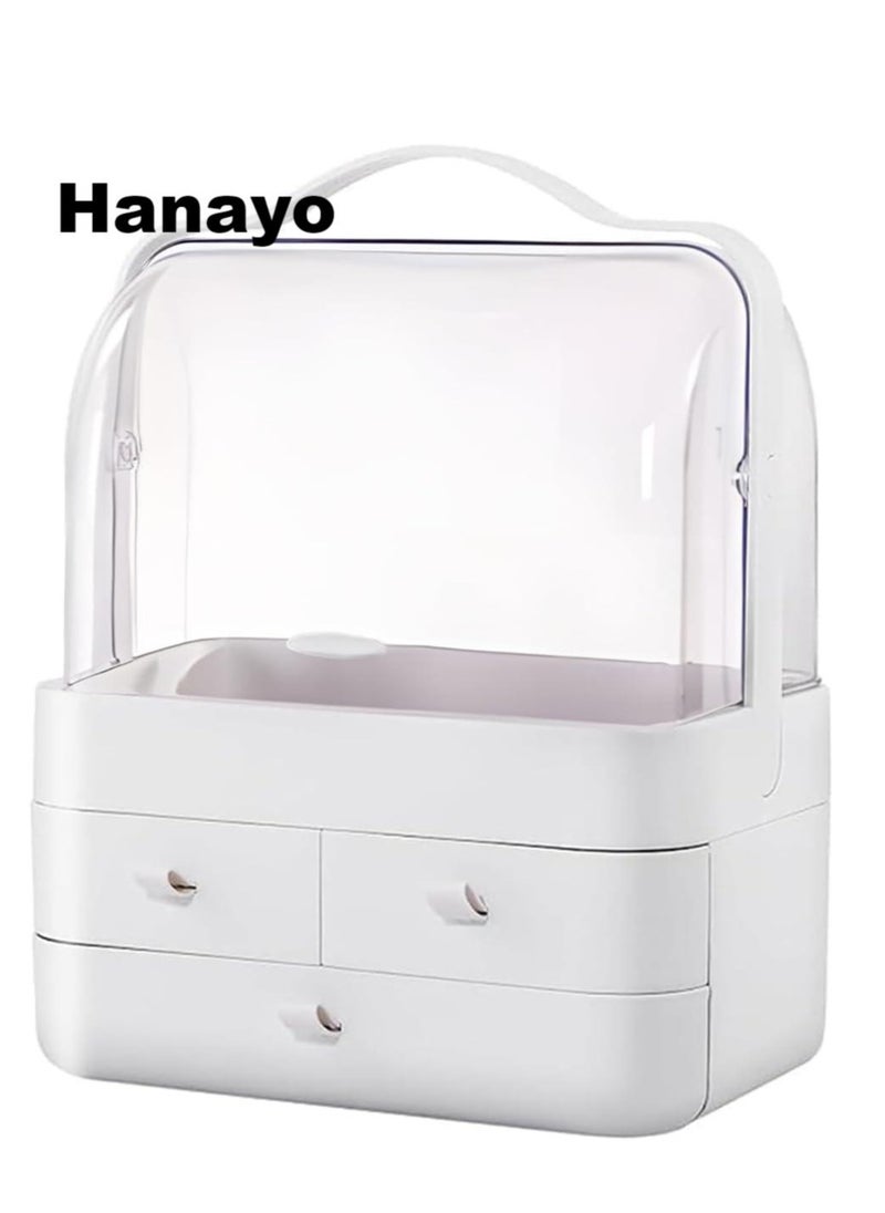 Hanayo - Makeup Organizer Large Capacity Cosmetic Storage Box Brush Holder Dustproof Drawer with Mirror for Vanity Countertop Skincare Display Case Clear Easy Visibility - Image 1