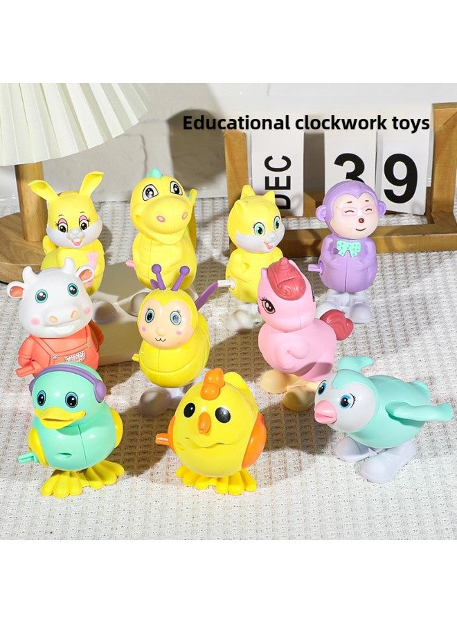 Stall Winding Chicken Monkey Simulation Jumping Dinosaur Children Chain Rabbit Calf Animal Nostalgic Toys-Color:Coil Jump Headset Duck ] - Image 3