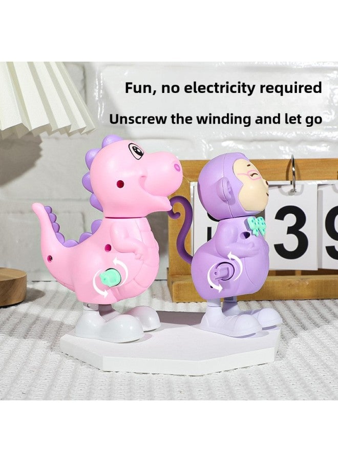Stall Winding Chicken Monkey Simulation Jumping Dinosaur Children Chain Rabbit Calf Animal Nostalgic Toys-Color:Coil Jump Headset Duck ] - Image 4
