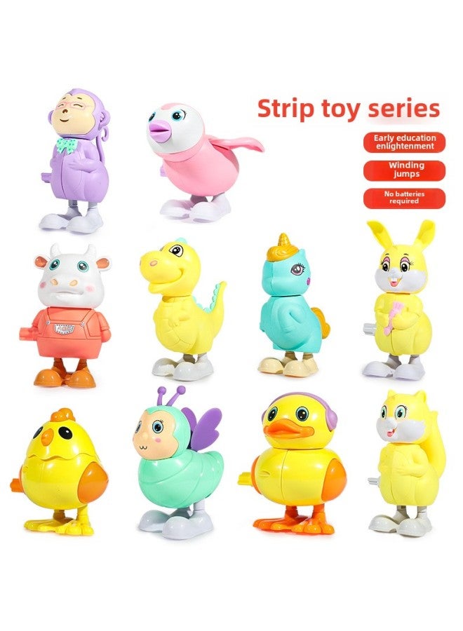Stall Winding Chicken Monkey Simulation Jumping Dinosaur Children Chain Rabbit Calf Animal Nostalgic Toys-Color:Coil Jump Headset Duck ] - Image 2