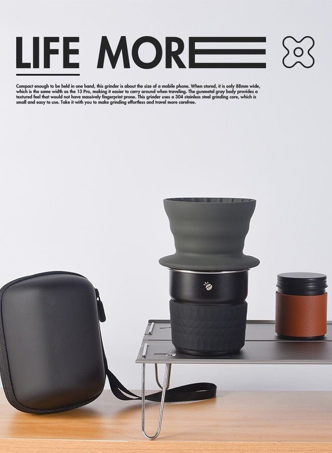 Portable outdoor pour-over coffee set, mini travel coffee gear combination, portable coffee equipment with collapsible dripper, 5-piece set - Image 3