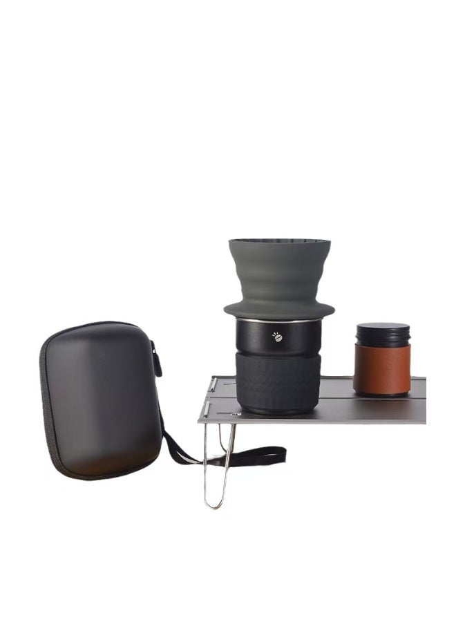 Portable outdoor pour-over coffee set, mini travel coffee gear combination, portable coffee equipment with collapsible dripper, 5-piece set - Image 4