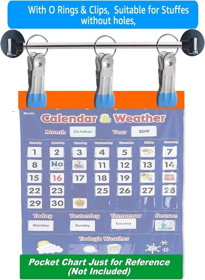 LASVIAL Magnetic Rod for Classroom Whiteboard, Magnets Anchor Chart Paper Holder for Calendar Pocket Chart, Magnetic Flip Calendar Date Display, Teacher Kids Curtain Hanging Black White Decor Accessories Set - Image 5