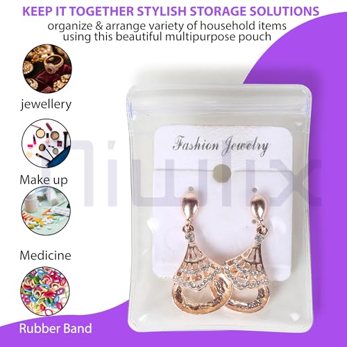 Niwlix 20 Pcs Jewellery Organiser Storage Pouches Clear Zip Lock Cover for Rings, Earings, Necklace, Transparent - Image 3