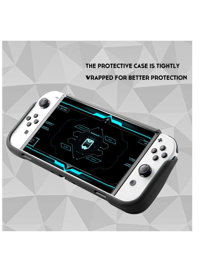 Switch OLED Protective Case, Switch OLED Case with Game Slots and Kickstand, for Nintendo Switch OLED Soft TPU Grip Portable Cover Accessories