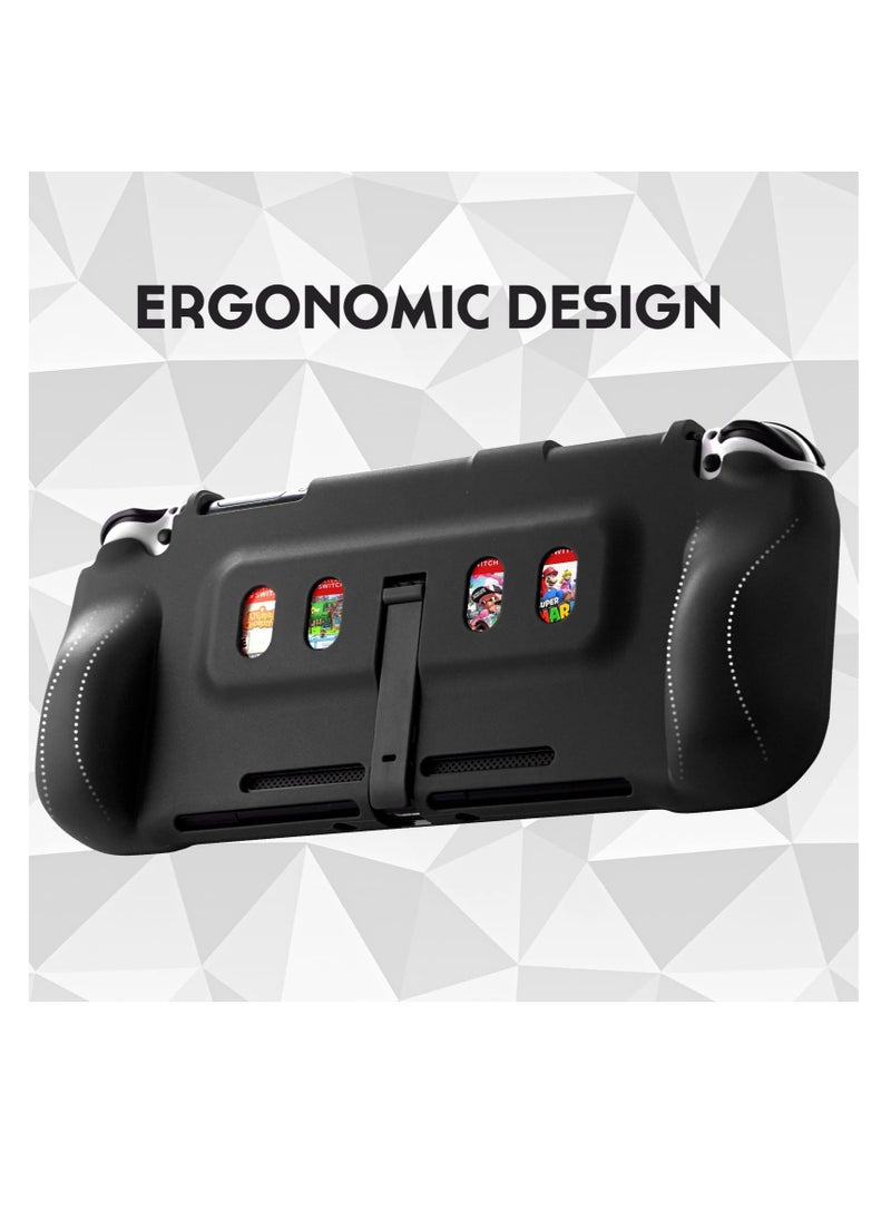 Switch OLED Protective Case, Switch OLED Case with Game Slots and Kickstand, for Nintendo Switch OLED Soft TPU Grip Portable Cover Accessories