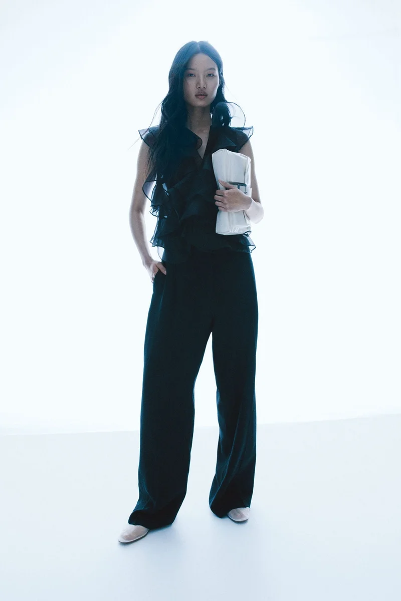 اتش اند ام Wide twill trousers