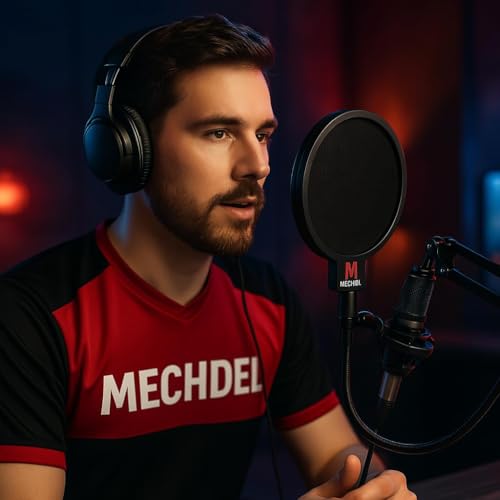 MECHDEL Professional Microphone Pop Filter for Recording, Streaming, Singing |Double Mesh Shield with Flexible Gooseneck |Clamp Mount for Condenser Mic (BLACK, ROUND-Pop Filter Shield) - Image 5