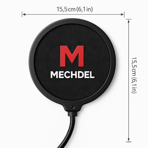 MECHDEL Professional Microphone Pop Filter for Recording, Streaming, Singing |Double Mesh Shield with Flexible Gooseneck |Clamp Mount for Condenser Mic (BLACK, ROUND-Pop Filter Shield) - Image 2