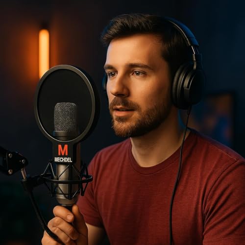 MECHDEL Professional Microphone Pop Filter for Recording, Streaming, Singing |Double Mesh Shield with Flexible Gooseneck |Clamp Mount for Condenser Mic (BLACK, ROUND-Pop Filter Shield) - Image 3