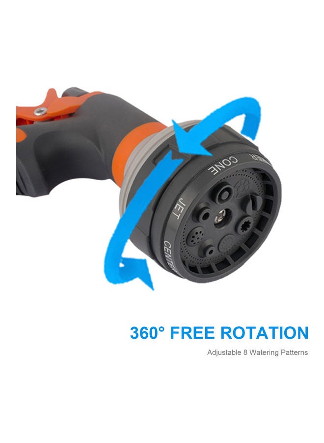 Loquat Garden Hose Nozzle Spray With 8 Adjustable Watering Patterns Grey/Orange 23x5x10cm - Image 2