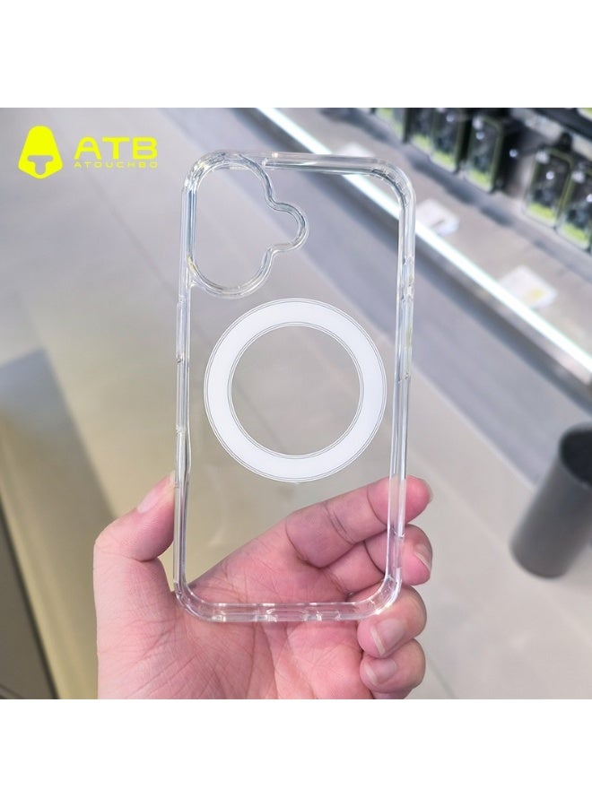Atouchbo iPhone 16 plus Clear shockproof case with built-in magnetic ring for car mounts and magnetic holders Elegant lightweight cover with anti-yellowing protection. A premium clear phone case made of soft TPU and hard PC for strong protection against drops, bumps, and scratches. Comes with a magnetic ring holder, allowing perfect compatibility with magnetic car mounts and stands. Anti-yellowing coating keeps the case crystal clear for a long time. - Image 2