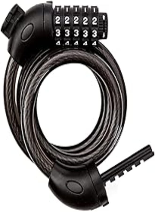 OR - 1.2M 5-digit code bicycle lock coil reset combination line bicycle lock anti-theft password lock - black - Image 1