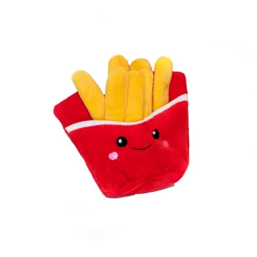 Glow Pups Dog Toy French Fries Squeaky Plush Food Parody Toy Easy to Clean Promotes Mental Stimulation Keeps Dog Entertained 6 x 5 Red Plush Toy - Image 1