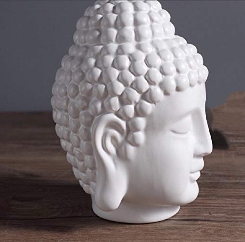 Sunshade Ceramic Buddha Head Decoration Statues Buddhism Religious Statues Sculpture Decoration Collection for Home and Office Decorations (Matte White) - Image 4