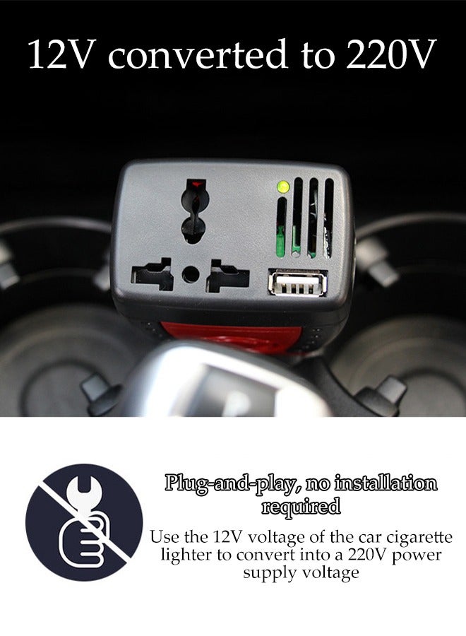 150W DC 12V to 220V AC Car Inverter,Auto Voltage Converter with USB Charging Ports - Image 4