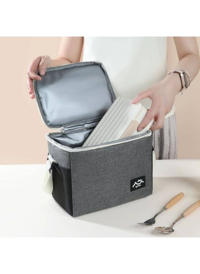 Insulated Lunch Bag for Travel – Multi-Purpose Storage Bag with Adjustable Strap for Office, Work, and Outdoor Activities – Gray - Image 1