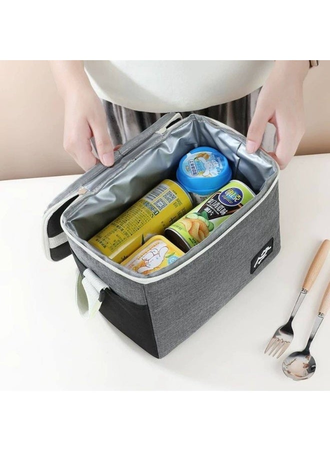 Insulated Lunch Bag for Travel – Multi-Purpose Storage Bag with Adjustable Strap for Office, Work, and Outdoor Activities – Gray - Image 2