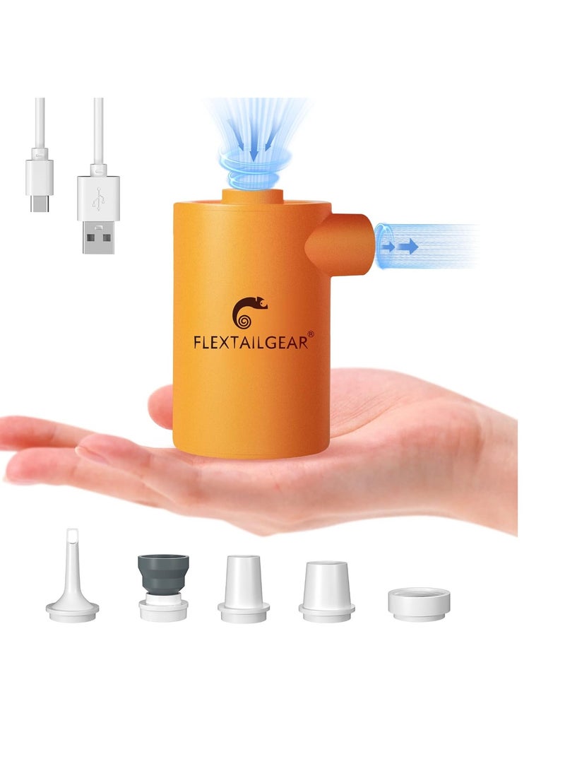 FLEXTAIL FLEXTAILGEAR MAX Pump 2020 Portable Air Pump with 3600mAH Battery USB Rechargeable Air Pump-Quick Inflate Deflate for Sleeping Pads, Air Mattress, Pool Toys, Floats, Swimming Ring, Air Bed (Orange)  - Image 1