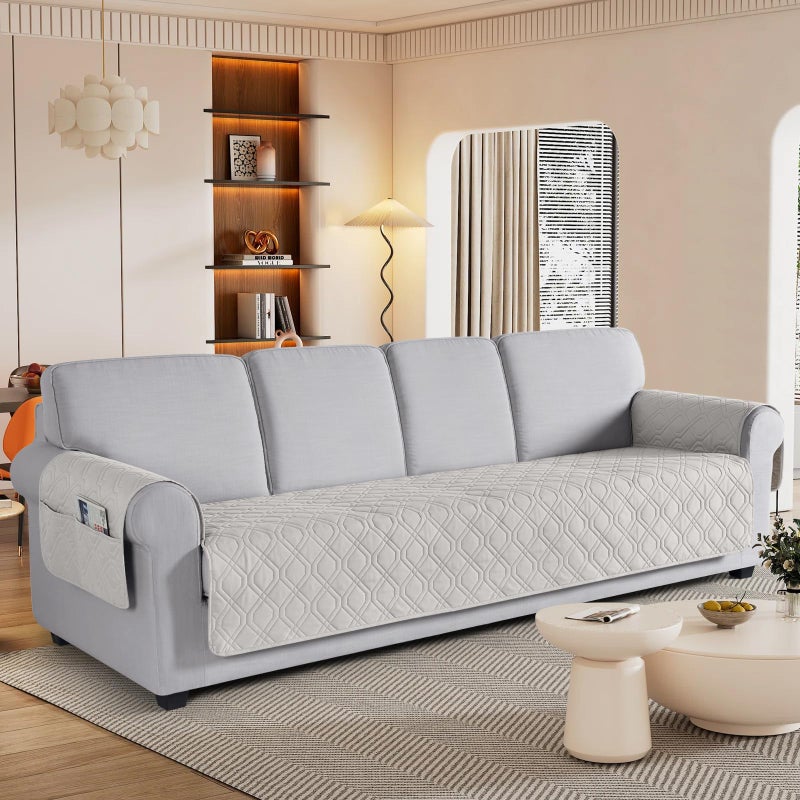 VANSOFY غطاء الأريكة Vansofy الأريكة المقاومة للماء يغطي الأريكة قابلة للغسل الأثاث حامي الأريكة غير القابلة للانزلاق للحيوانات الأليفة (أريكة كبيرة الحجم قبالة بيضاء) - Image 2