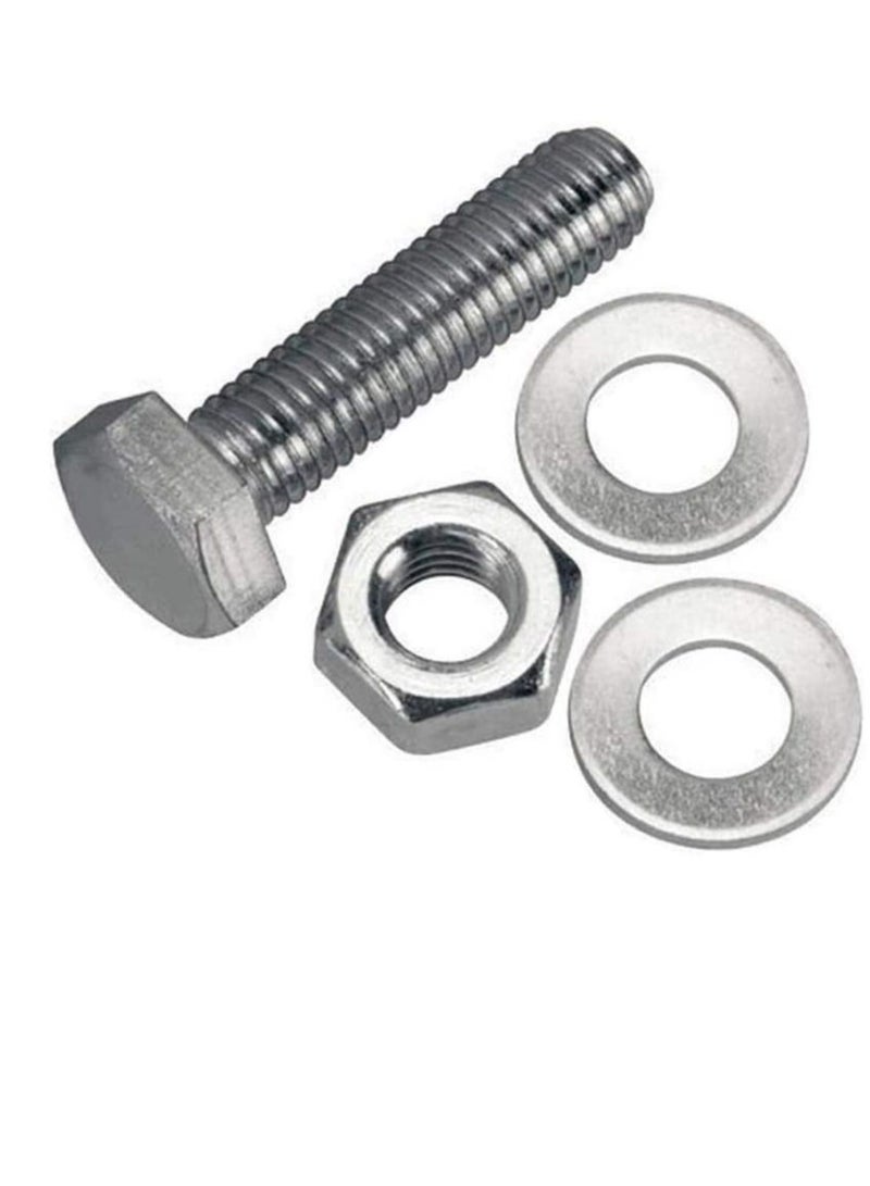 12 pcs Hex Head Screw Bolts Nuts & Washers Fully Thread GI Plain Finish Bolt Set. (12, 120MM)  - Image 1