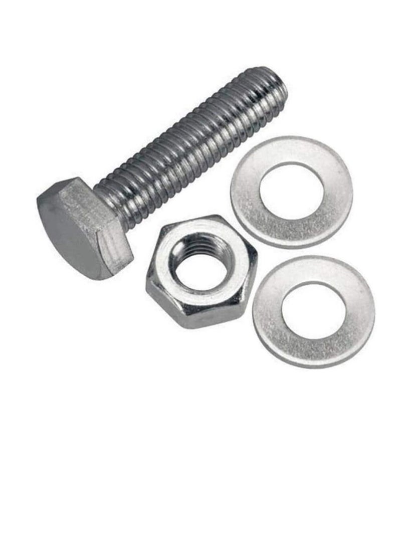 12 pcs Hex Head Screw Bolts Nuts & Washers Fully Thread GI Plain Finish Bolt Set. (12, 120MM)  - Image 3