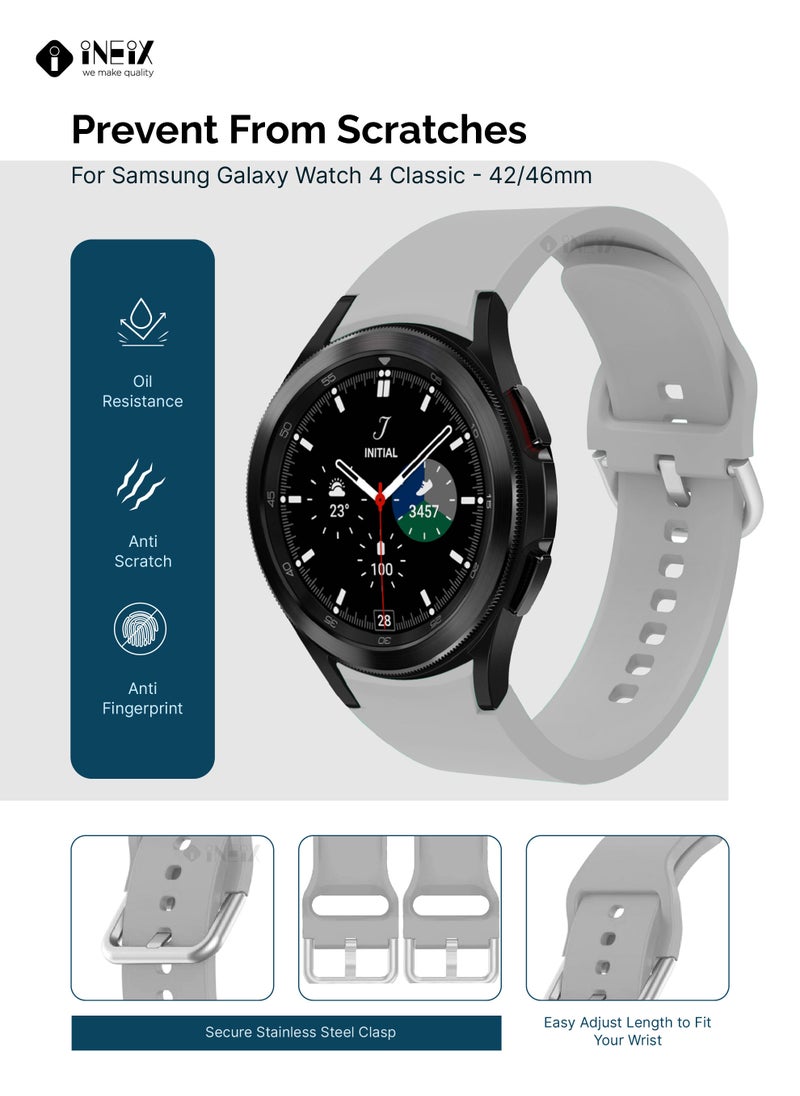INEIX Silicone Replacement Strap For Samsung Watch 4 Classic 42/46 mm Grey  - Image 2