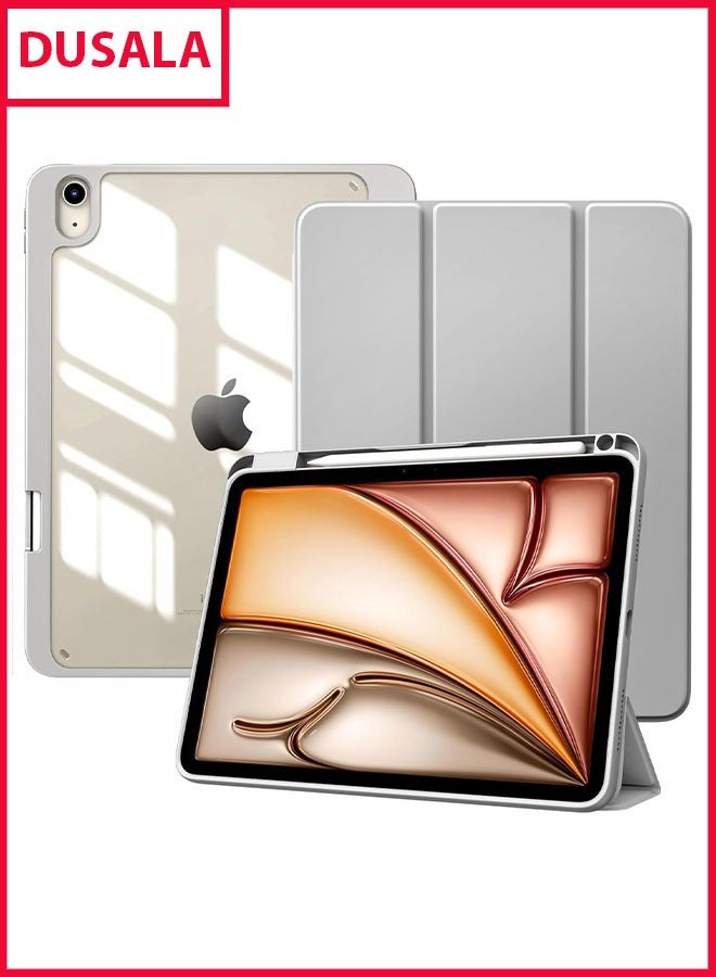 DUSALA Case for iPad Air 11 Inch (M3/M2-2025/2024) with Pencil Holder, iPad Air 5th/4th Generation Case (2022/2020) 10.9 Inch, Slim Protective Cover with Clear Back, Auto Wake/Sleep, (Grey) - Image 1