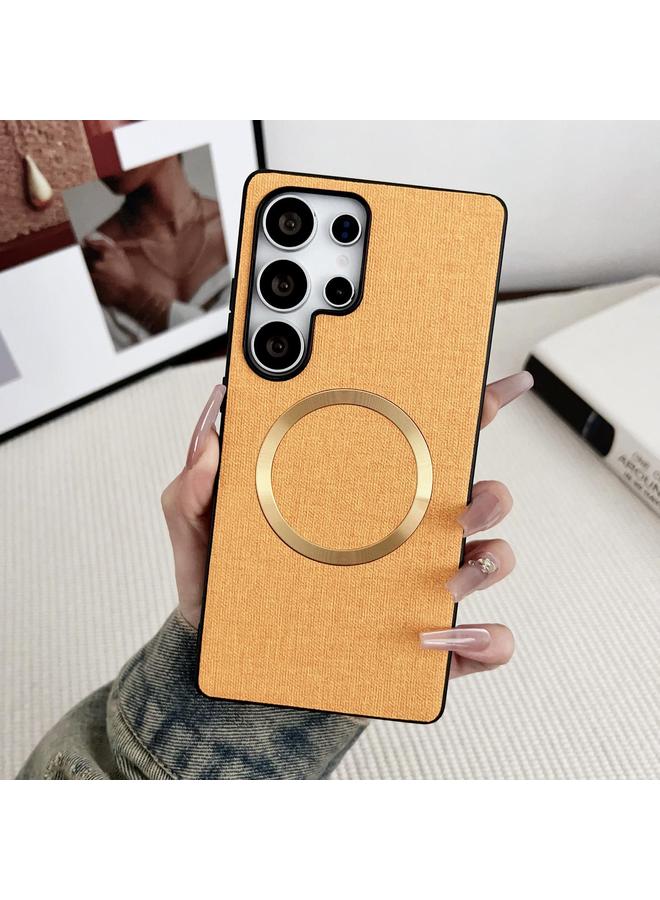 S-TOP Case For Samsung Galaxy S25 Ultra 5G Magsafe Magnetic Ring Cloth Texture Phone Case - Image 1