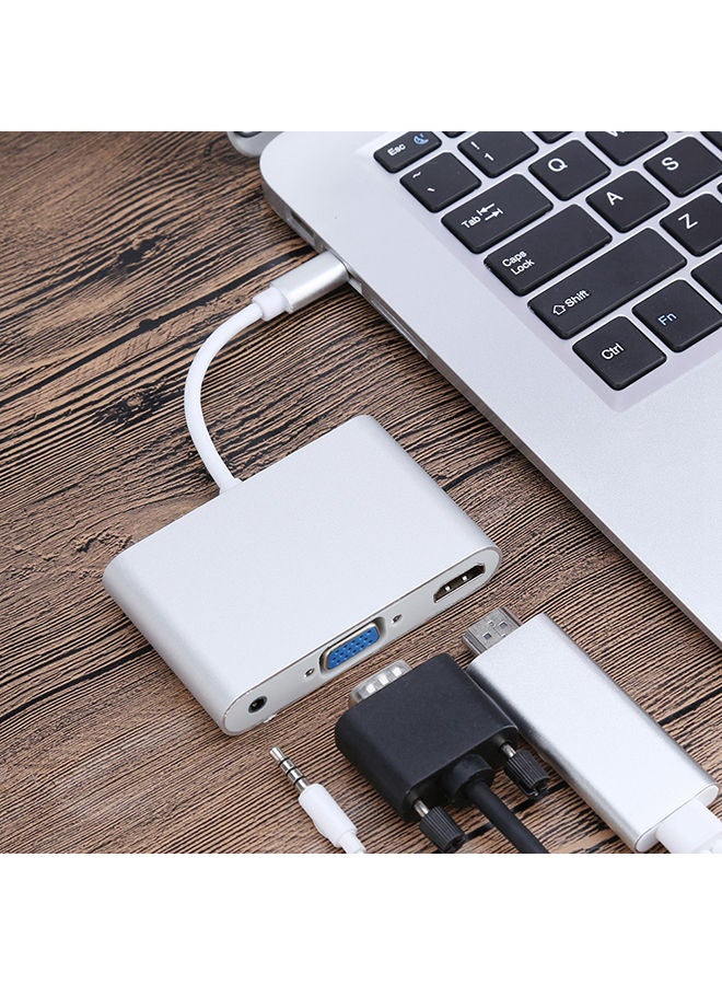 NIBEMINENT USB 3.1 Type-C Male To HDMI Audio Female Adapter Converter For MacBook Silver - Image 3