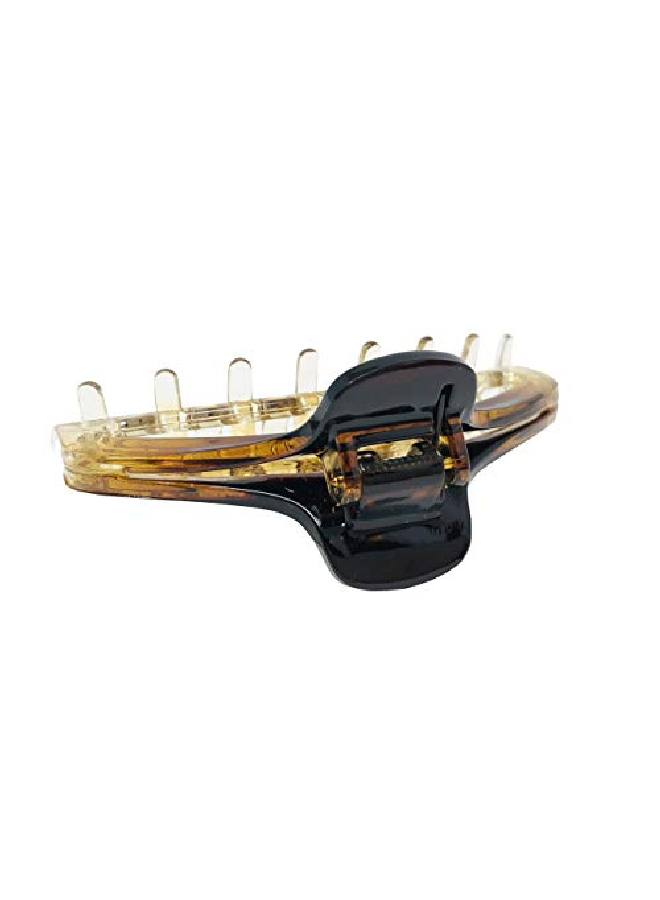 Parcelona French Slim Double Shaded Crystal Clear Tortoise Brown Shell Celluloid Tight Jaw Hairgrips Claw Clip Clamp Clutcher For Fine Hair For Women And Girls - Image 3