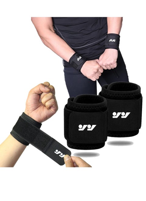 2 Pack Wrist Brace Adjustable Wrist Support, Wrist Straps for Fitness Weightlifting, Tendonitis, Carpal Tunnel Arthritis, Highly Elastic Wrist Wraps for Relief Wrist Pain(Black)
