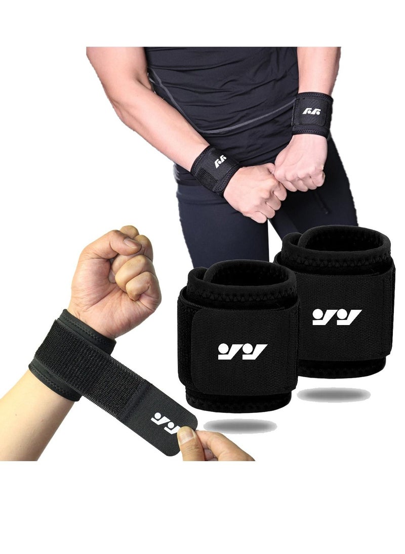 2 Pack Wrist Brace Adjustable Wrist Support, Wrist Straps for Fitness Weightlifting, Tendonitis, Carpal Tunnel Arthritis, Highly Elastic Wrist Wraps for Relief Wrist Pain(Black)