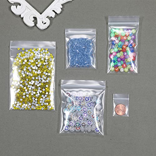 Somoga 200 PCS 1" x 1" Thick 4 Mil Small Clear Zip Poly Bags Plastic Reclosable Zip Seal Lock Bags Heavy-Duty Necklace Ring Coin Beads Jewelry Pill Zipper Bag - Image 3