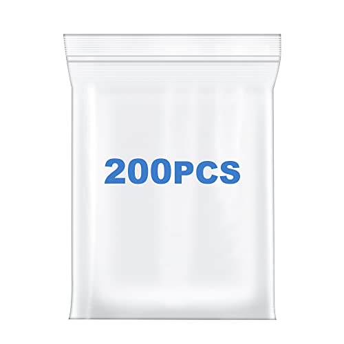 Somoga 200 PCS 1" x 1" Thick 4 Mil Small Clear Zip Poly Bags Plastic Reclosable Zip Seal Lock Bags Heavy-Duty Necklace Ring Coin Beads Jewelry Pill Zipper Bag - Image 1