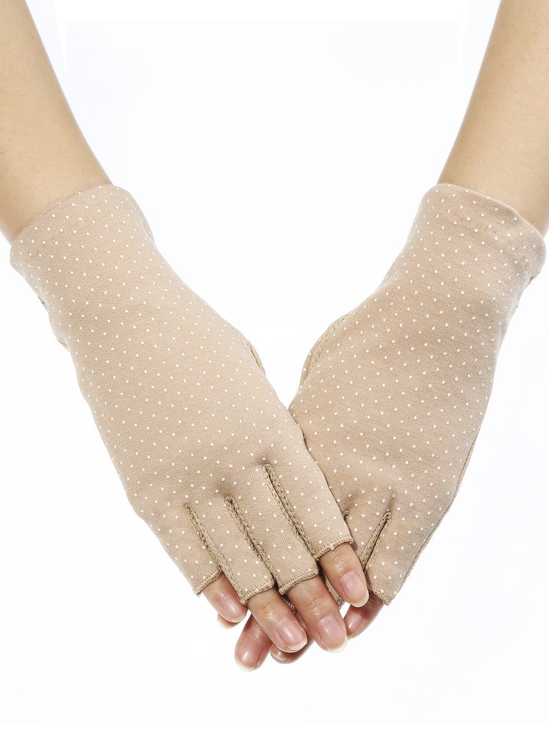 Maxdot Sun Gloves for Women UV Protection Fingerless Non Slip sunscreen Driving Gloves for Summer Outdoor(2 Pairs,Khaki) - Image 5