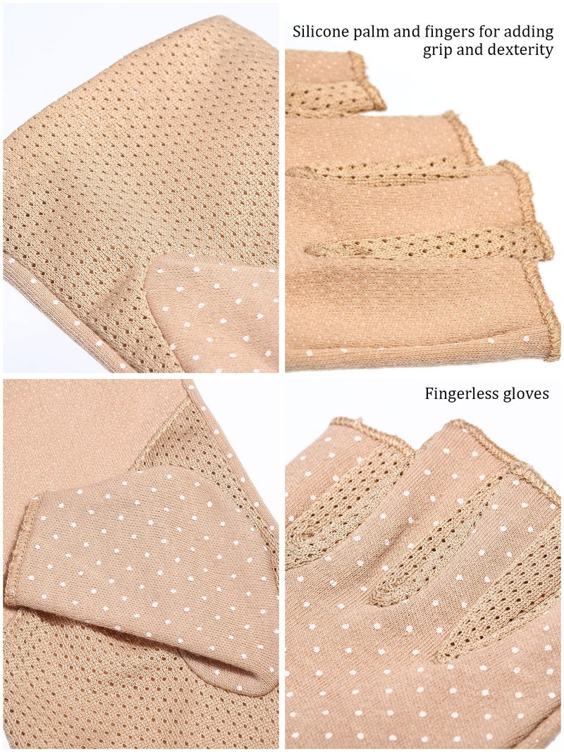 Maxdot Sun Gloves for Women UV Protection Fingerless Non Slip sunscreen Driving Gloves for Summer Outdoor(2 Pairs,Khaki) - Image 3