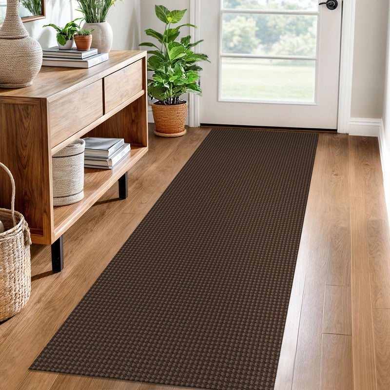 EARTHALL Woven Runner Rug 2x6 Ft Washable Runners for Hallways Cotton Non Slip Rubber Backed Kitchen Runner Braided Indoor Floor Carpet for Entryway, Hallway, Kitchen, Bedroom, Brown - Image 1
