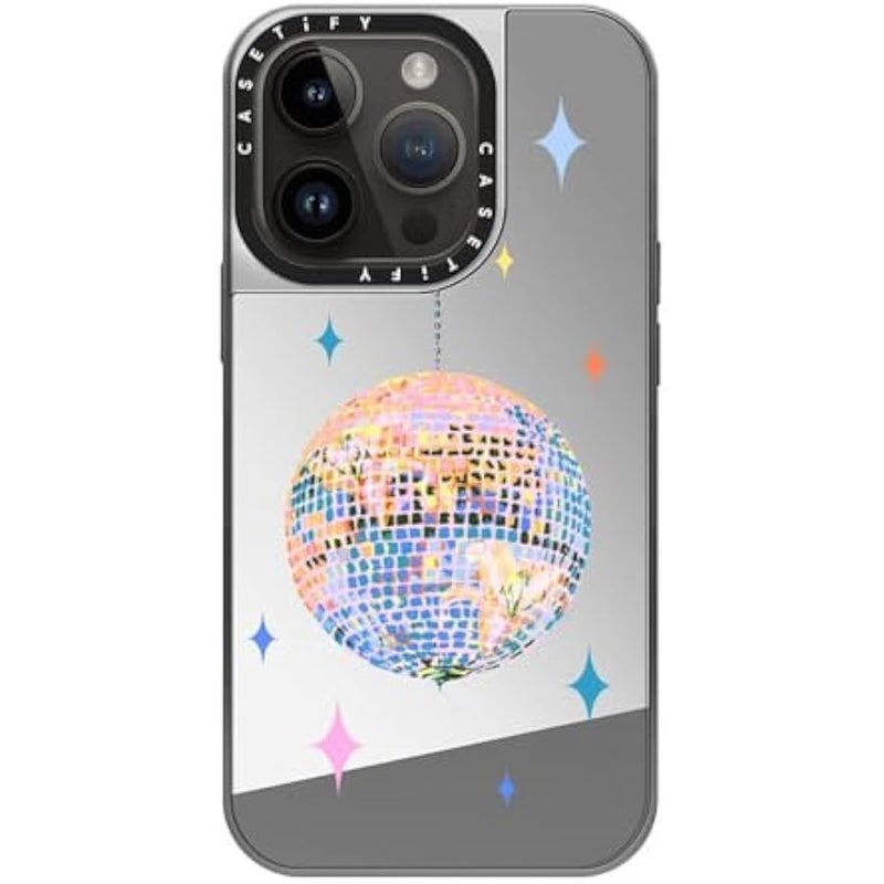 Casetify Mirror Case for iPhone 14 Pro Compatible with Magsafe - Disco - Silver on Silver - Image 3