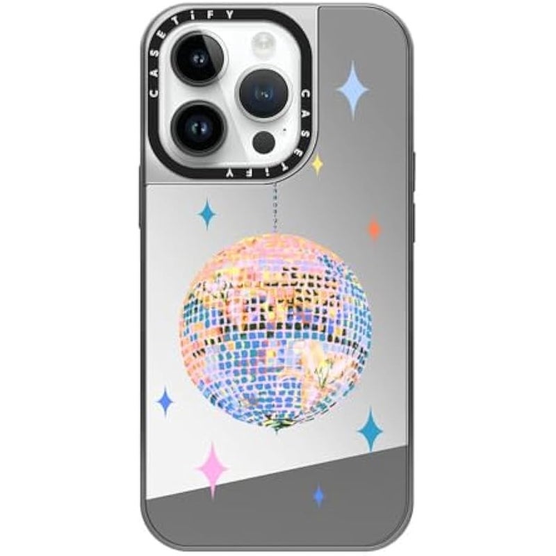 Casetify Mirror Case for iPhone 14 Pro Compatible with Magsafe - Disco - Silver on Silver - Image 1