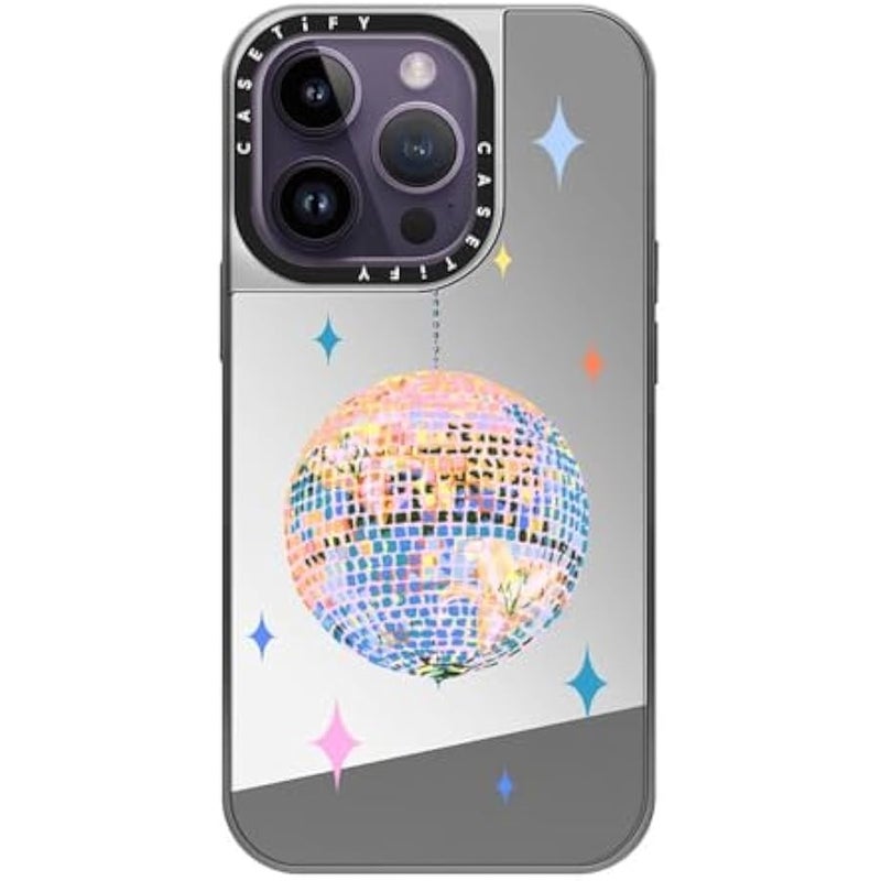 Casetify Mirror Case for iPhone 14 Pro Compatible with Magsafe - Disco - Silver on Silver - Image 2