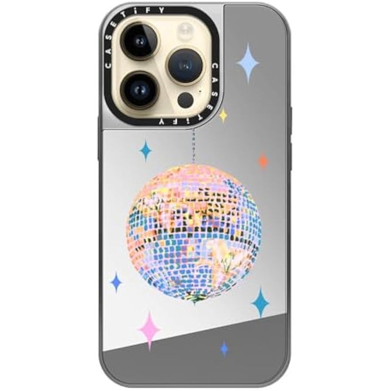 Casetify Mirror Case for iPhone 14 Pro Compatible with Magsafe - Disco - Silver on Silver - Image 4