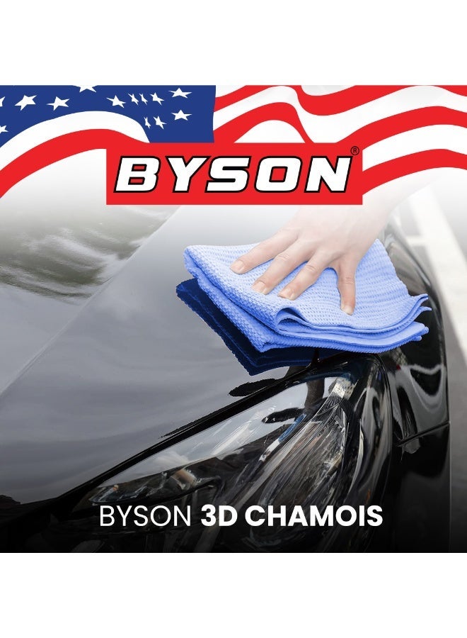 BYSON Chamois Cleaning Cloth, Super Absorbent Car Drying Towel, Reusable Synthetic Leather Wash Cloth, Quick Dry Microfiber Car Care Towel for Auto Glass Interior Exterior Cleaning (Blue) - Image 4