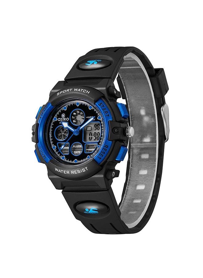 ASTRO - Astro A23806-PPBL Kids Analog-Digital Display Watch & PU Strap Black With Blue Buttons - Image 1