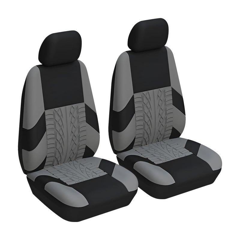 BESULEN Front Car Seat Covers, 2 Pcs Polyester Bucket Seat Protectors, Soft and Breathable, Premium Sporty Automotive Seat Cushions, Auto Interior Accessories for Most Cars, SUV (Gray) - Image 1