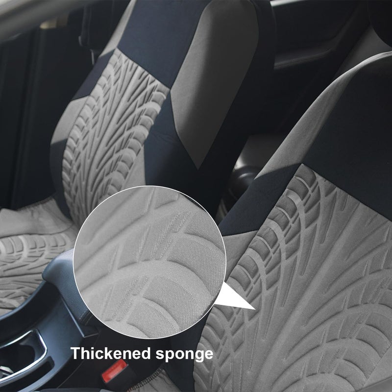 BESULEN Front Car Seat Covers, 2 Pcs Polyester Bucket Seat Protectors, Soft and Breathable, Premium Sporty Automotive Seat Cushions, Auto Interior Accessories for Most Cars, SUV (Gray) - Image 4