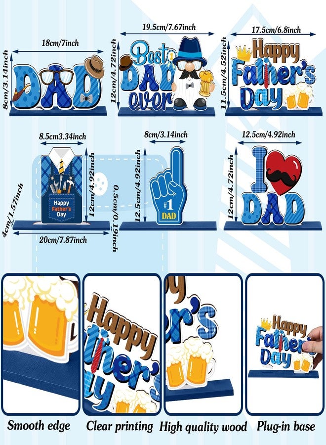 DoubleFill مجموعة دبل فيل من 6 قطع لتزيين طاولة عيد الأب، تتضمن لافتات خشبية لعيد الأب مع قاعدة، وتماثيل قزم وقلوب، وبدلات وربطات عنق، وعبارات "أفضل أب على الإطلاق"، و"أحب أبي"، وهي مثالية للمطبخ أو كهدية لحفلة عيد ميلاد الأب. - Image 3